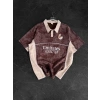 POLO YAKA YIKAMALI RM NAKIŞ OVERSIZE TSHIRT KAHVE