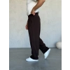 EXTRA BAGGY KALIP DS PİLELİ KUMAŞ PANTOLON ACI KAHVE
