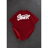 STW SIRT BASKI BİSİKLET YAKA OVERSİZE TSHİRT KIRMIZI