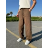BAGGY KALIP GABARDİN KUMAŞ DS PANTOLON KAHVE