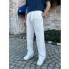 BAGGY KALIP KETEN KUMAŞ ŞERİTLİ DS PANTOLON BEYAZ
