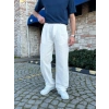 BAGGY KALIP KETEN KUMAŞ ŞERİTLİ DS PANTOLON BEYAZ