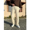 BAGGY KALIP KETEN KUMAŞ ŞERİTLİ DS PANTOLON KREM