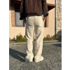 BAGGY KALIP KETEN KUMAŞ ŞERİTLİ DS PANTOLON KREM