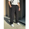 BAGGY KALIP KETEN KUMAŞ ŞERİTLİ DS PANTOLON SİYAH