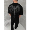 TAŞLI DARK ANGEL OVERSİZE TİŞÖRT SİYAH