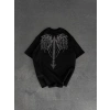 TAŞLI DARK ANGEL OVERSİZE TİŞÖRT SİYAH