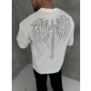 TAŞLI DARK ANGEL OVERSİZE TİŞÖRT BEYAZ