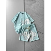 SY BASKI ŞORTLU İLP OVERSİZE TAKIM BEBE MAVİ
