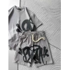 SY BASKI ŞORTLU İLP OVERSİZE TAKIM KOYU GRİ