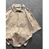 WECTED BASKI OVERSİZE POLO YAKA TİŞÖRT KREM