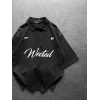 WECTED BASKI OVERSİZE POLO YAKA TİŞÖRT SİYAH