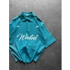WECTED BASKI OVERSİZE POLO YAKA TİŞÖRT SU YEŞİLİ