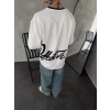 BOYUN RİBANA EDİVE BASKI TSHİRT BEYAZ