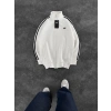 AD SERİT RENKLİ 3 İPLİK PAMUKLU HIRKA BEYAZ