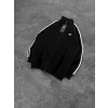 AD SERİT RENKLİ 3 İPLİK PAMUKLU HIRKA SİYAH