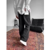 BAĞCIK DETAYLI BAGGY KALIP TAŞLANMIŞ KOT PANTOLON SİYAH