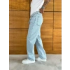 BAGGY KALIP KEMER DETAY TASARIM JEAN BUZ MAVİSİ