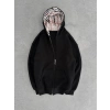 BB NAKIŞLI OVERSİZE 3 İPLİK PAMUKLU HIRKA SİYAH