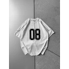 BISIKLET YAKA 08 BASKI OVERSIZE TSHIRT BEYAZ