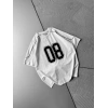 BISIKLET YAKA 08 BASKI OVERSIZE TSHIRT BEYAZ