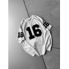 BISIKLET YAKA 16 BASKI OVERSIZE TSHIRT BEYAZ