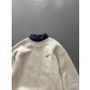 BOYUNLUK DETAY 3 İPLİK PAMUKLU KUMAŞ OVERSİZE SWEAT KREM