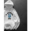BP MAVİ BASKI 3 İPLİK PAMUKLU KUMAŞ OVERSİZE SWEAT BEYAZ