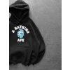 BP MAVİ BASKI 3 İPLİK PAMUKLU KUMAŞ OVERSİZE SWEAT SİYAH