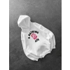 BP PEMBE BASKI 3 İPLİK PAMUKLU KUMAŞ OVERSİZE SWEAT BEYAZ