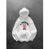BP PEMBE BASKI 3 İPLİK PAMUKLU KUMAŞ OVERSİZE SWEAT BEYAZ