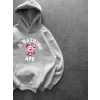 BP PEMBE BASKI 3 İPLİK PAMUKLU KUMAŞ OVERSİZE SWEAT GRİ