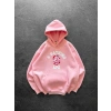 BP PEMBE BASKI 3 İPLİK PAMUKLU KUMAŞ OVERSİZE SWEAT PEMBE