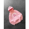 BP PEMBE BASKI 3 İPLİK PAMUKLU KUMAŞ OVERSİZE SWEAT PEMBE