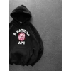 BP PEMBE BASKI 3 İPLİK PAMUKLU KUMAŞ OVERSİZE SWEAT SİYAH
