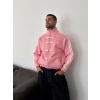 CHİN OVERSİZE 3 İPLİK PAMUKLU HIRKA PEMBE