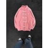 CHİN OVERSİZE 3 İPLİK PAMUKLU HIRKA PEMBE