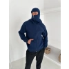 ÇİFT KAPÜŞONLU BASİC OVERSİZE 3 İPLİK PAMUKLU HIRKA LACİ
