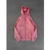 ÇİFT KAPÜŞONLU BASİC OVERSİZE 3 İPLİK PAMUKLU HIRKA PEMBE
