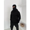 ÇİFT KAPÜŞONLU BASİC OVERSİZE 3 İPLİK PAMUKLU HIRKA SİYAH