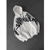 GRAFİTİ 3 İPLİK PAMUKLU OVERSİZE HIRKA BEYAZ