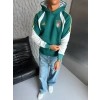 İTALY SERİTLİ 3 İPLİK KAPÜŞONLU SWEAT YEŞİL