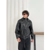 KAPATMA DETAYLI OVERSİZE DERİ CEKET SİYAH