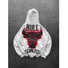 KAPÜŞON BULLS BASKI OVERSİZE 3 İPLİK SWEAT BEYAZ