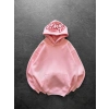 KAPÜŞON NAKIŞLI 3 İPLİK PAMUKLU KUMAŞ OVERSİZE STW SWEAT PEMBE