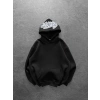 KAPÜŞON NAKIŞLI 3 İPLİK PAMUKLU KUMAŞ OVERSİZE STW SWEAT SİYAH