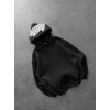 KAPÜŞON NAKIŞLI 3 İPLİK PAMUKLU KUMAŞ OVERSİZE STW SWEAT SİYAH