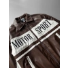 MOTOR SPORT OVERSİZE DERİ CEKET KAHVERENGİ