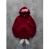 NAKIŞLI 3 İPLİK PAMUKLU KUMAŞ OVERSİZE STW SWEAT KIRMIZI