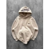 NAKIŞLI 3 İPLİK PAMUKLU KUMAŞ OVERSİZE STW SWEAT KREM